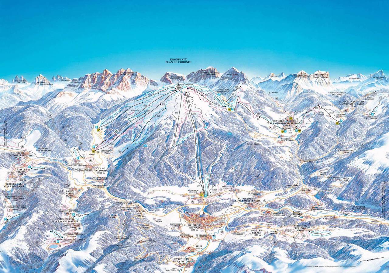 ski map plan de corones kronplatz